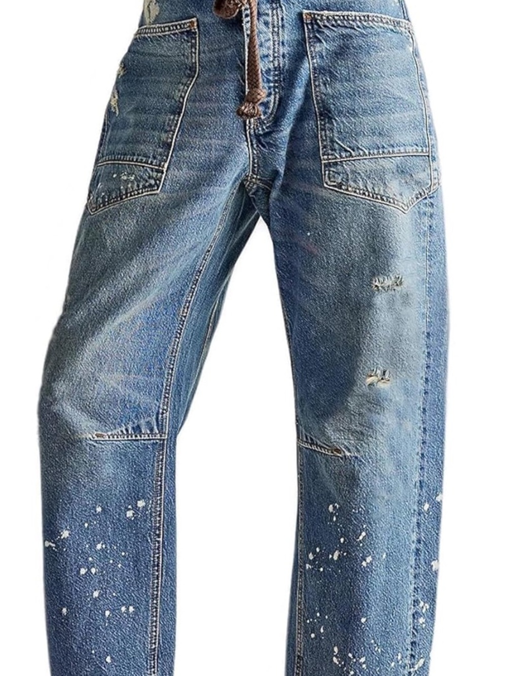 Women’s Blue Distressed Barrel Jeans-Size Small